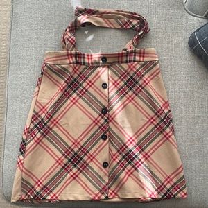 Plaid mini skirt with suspenders. Forever 21, size M